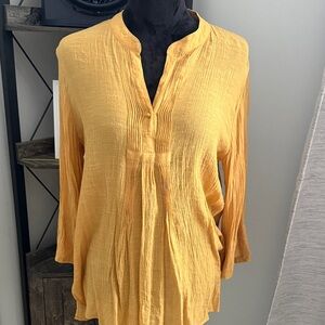Counterparts Golden Yellow Pintuck Pleated Tunic
